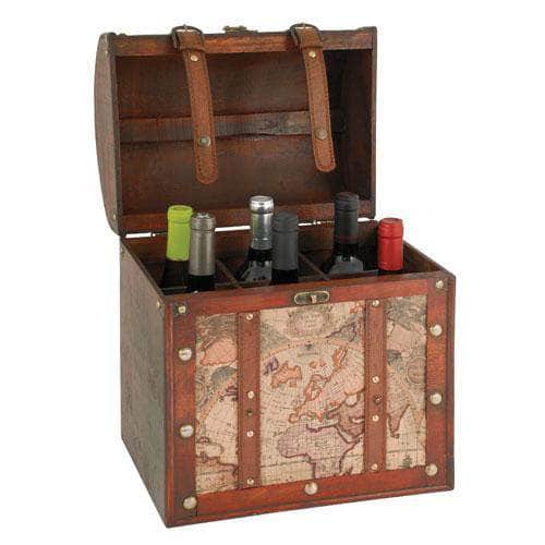 6 Bottle Old World Wooden Wine Box by Twine
