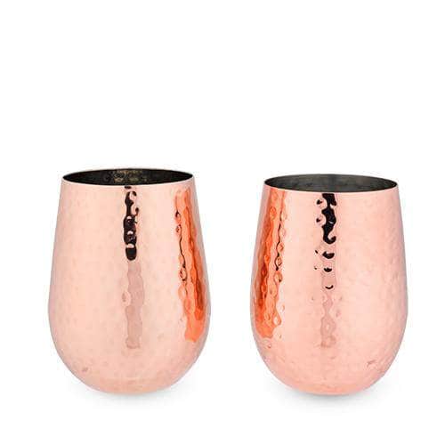 Hammered Copper Wine Glass Set by Twine